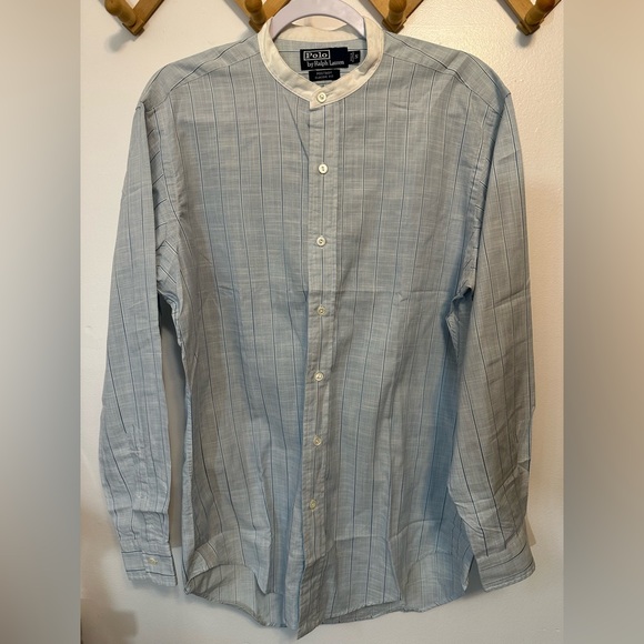 Polo Ralph Lauren Shirt Postboy Striped Band Collar Button Up Vintage Men’s Sm - Picture 1 of 5